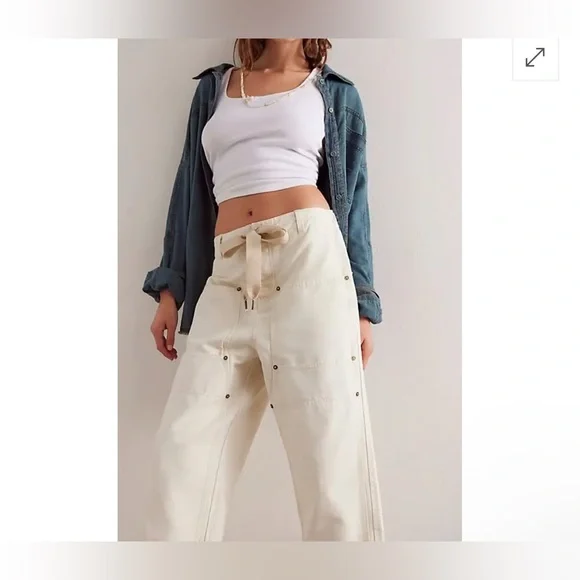 NWT Free People We the Free Hayden Pull On Pants barnacle island ivory - medium